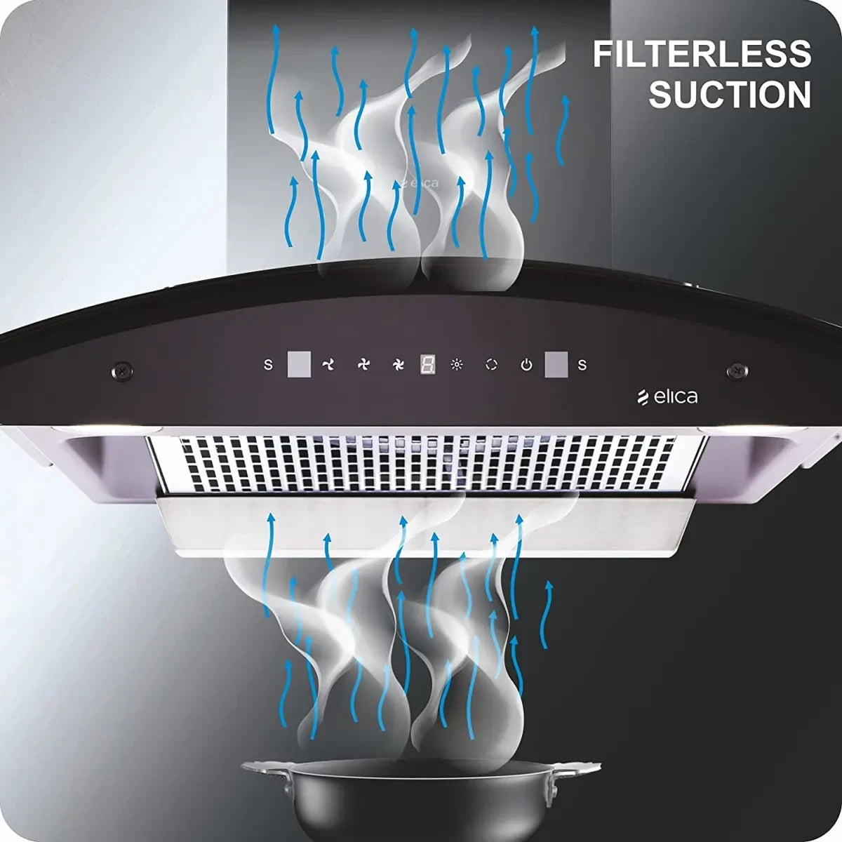Elica 60 cm 1200 m3/hr Filterless Auto Clean Chimney with Free Kit (TBFL HAC TOUCH 60 MS, Touch + MS Control, Black)
