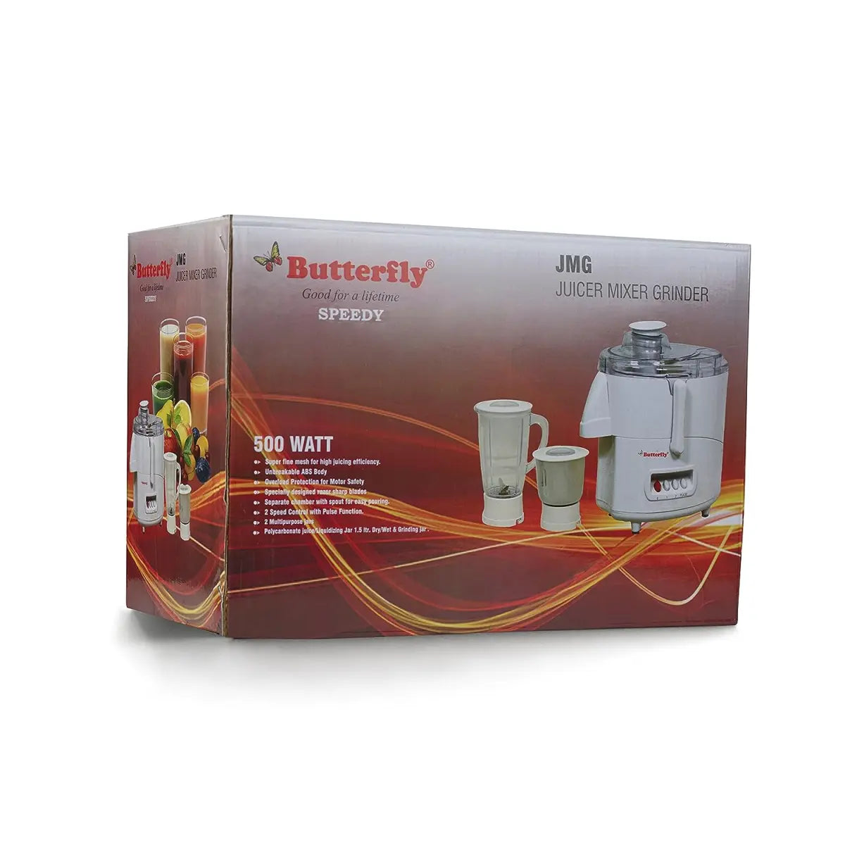 Butterfly Speedy 500-Watt Juicer Mixer Grinder with 2 Jars (White)
