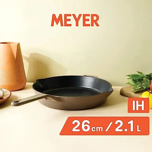 Meyer Enamel Cast Iron Skillet (Gas and Induction Base) 48602 26cm Grey