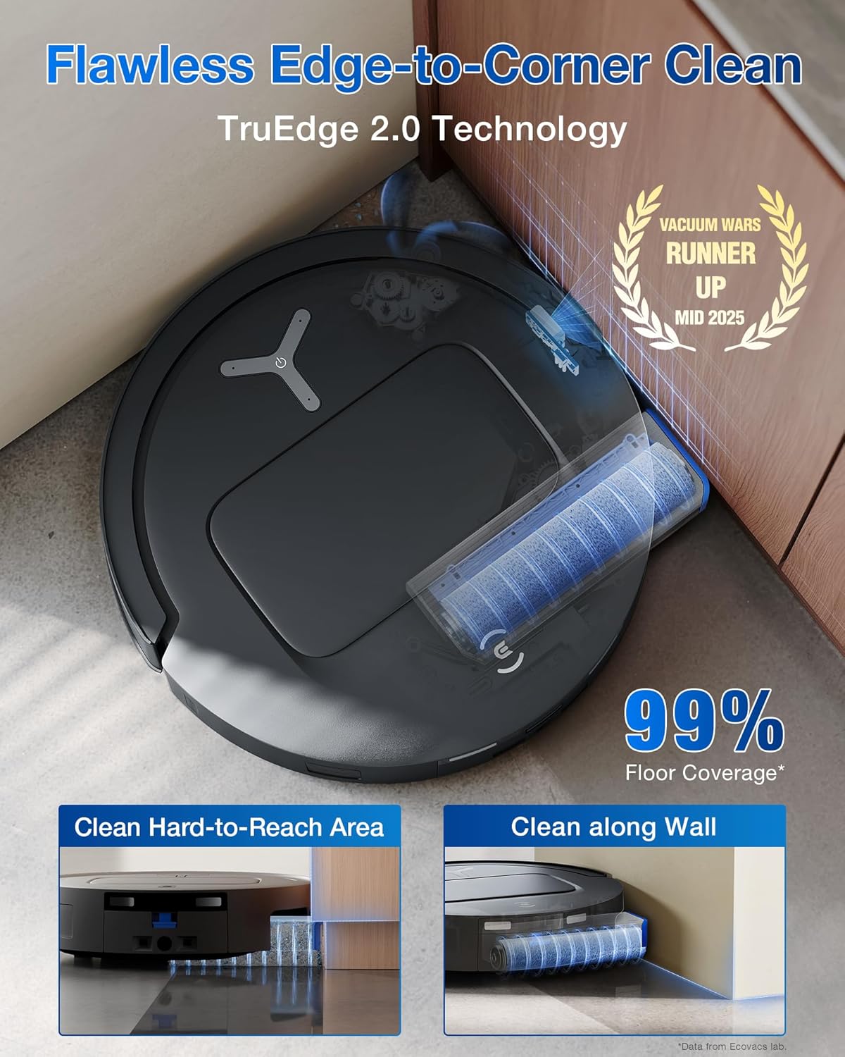 ECOVACS DEEBOT T80 Omni Robot Vacuum and Mop, 18,000Pa Suction, OZMO™ Roller, Real-Time Mop Washing