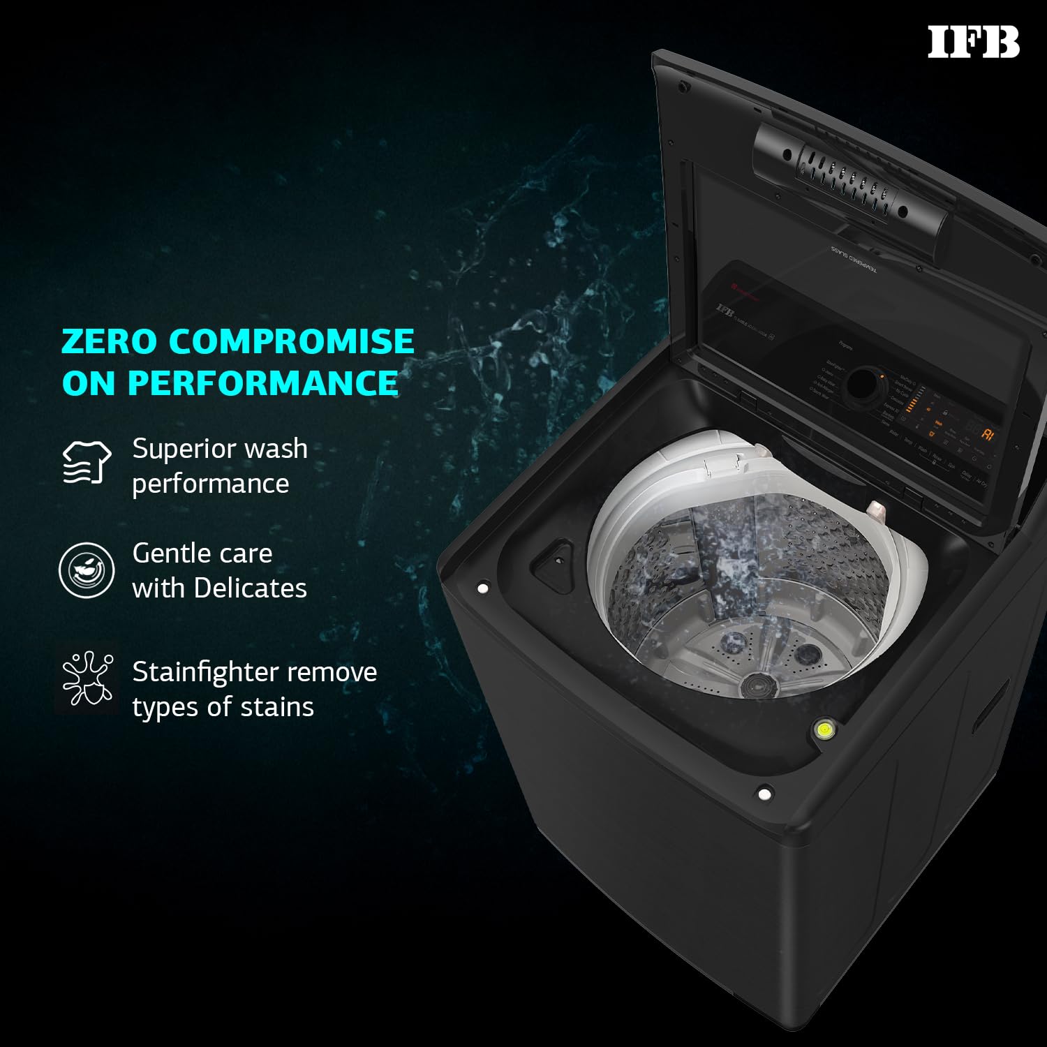 IFB 10 Kg 5 Star AI Powered Fully Automatic Top Load Washing Machine (TL S4BLS 10.0 Kg Aqua, Black VCM, 2X Power Steam, 4 Years Comprehensive Warranty)