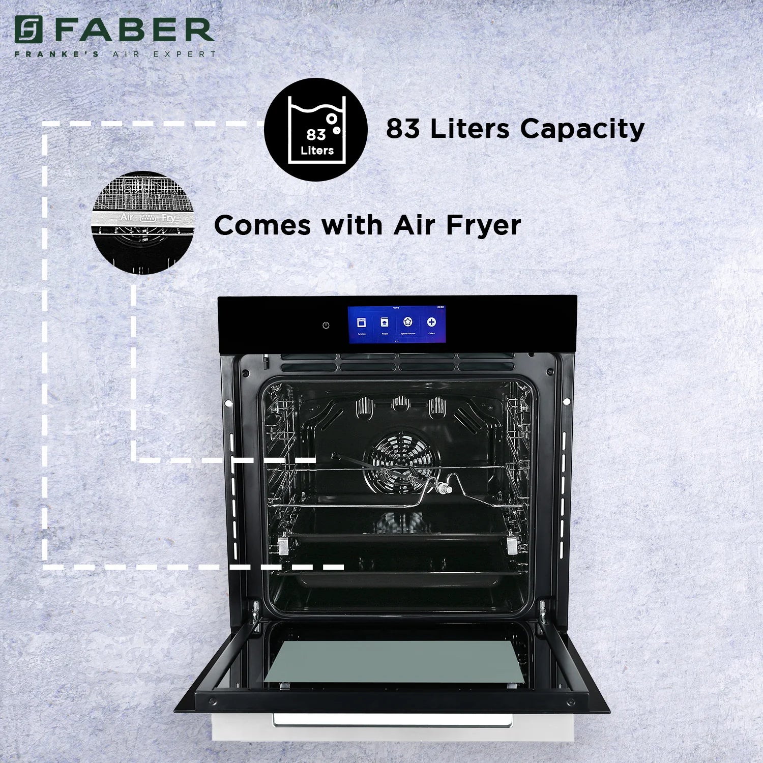 ஃபேபர் பில்ட் இன் ஓவன் வித் ஏர் பிரையர் FBIO 83L 18F TFT BK N
