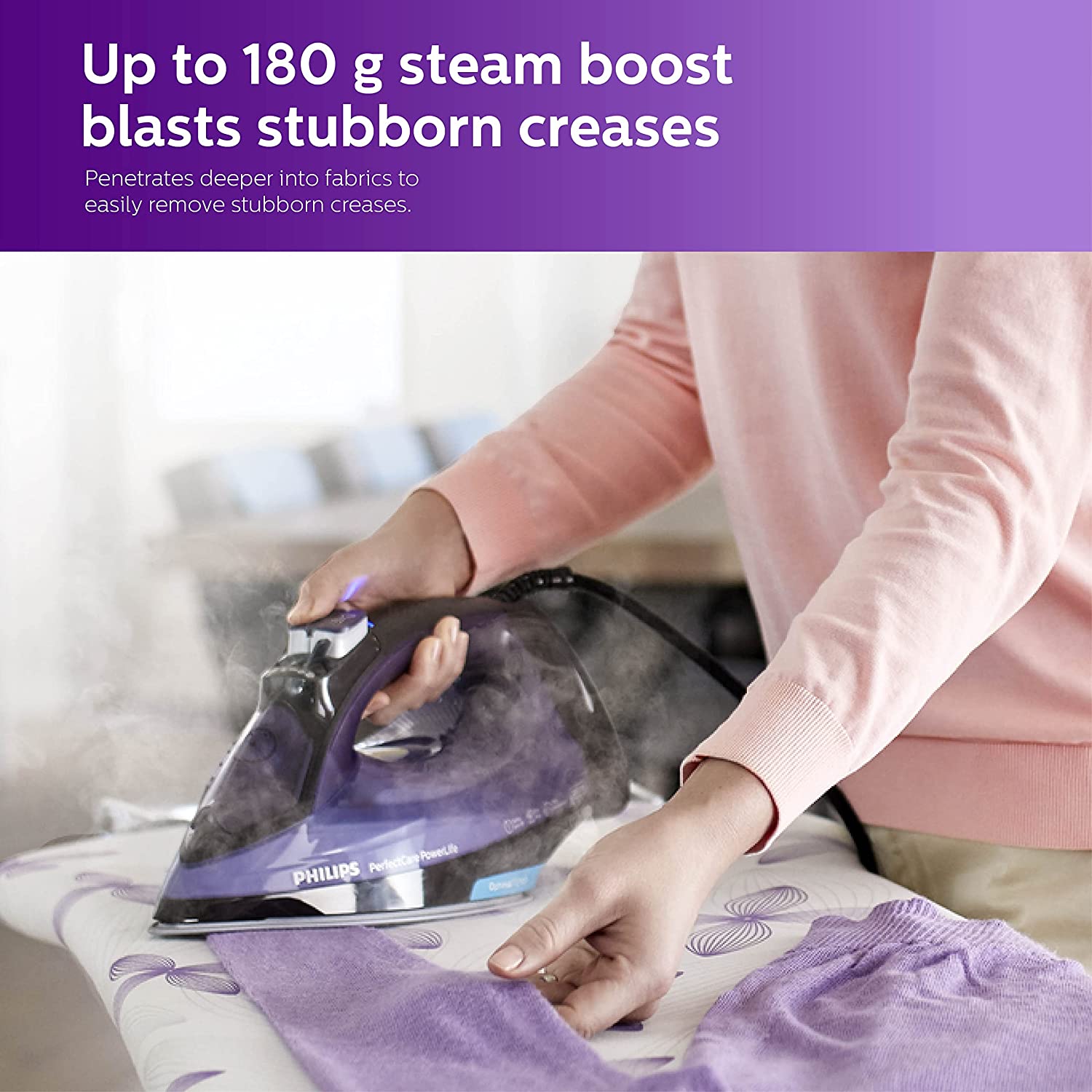 Philips Perfect Care Steam Iron with Optimal Temp Technology (No Burn Guarantee - GC3925/34