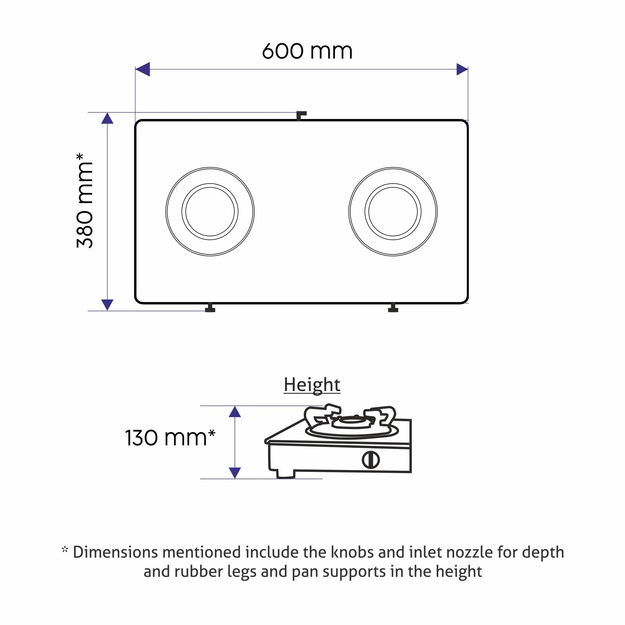 Glen 2 Burner Toughened Glass Top | LPG Gas Stoves | Fuel Efficient Brass Burners | Manual Ignition | ISI Certified | Ergonomic Knobs | Revolving Nozzle | 2 Manufacturer Year Warranty | 1020