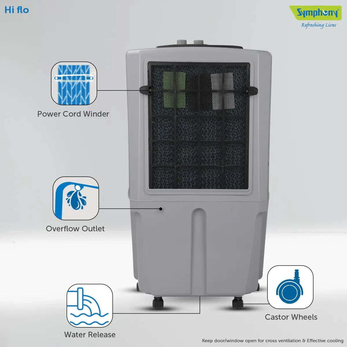 Symphony HiFlo 27 Personal Air Cooler (27L, Gray)