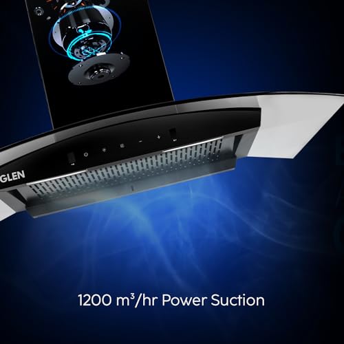 Glen 90cm 1200m³/hr BLDC Filterless Autoclean Chimney|Inverter Technology|Touch & Gesture Control|12 Yrs on Motor, 1 Yrs Comprehensive Warranty by Glen(6071 BLDC BLACK 90cm)