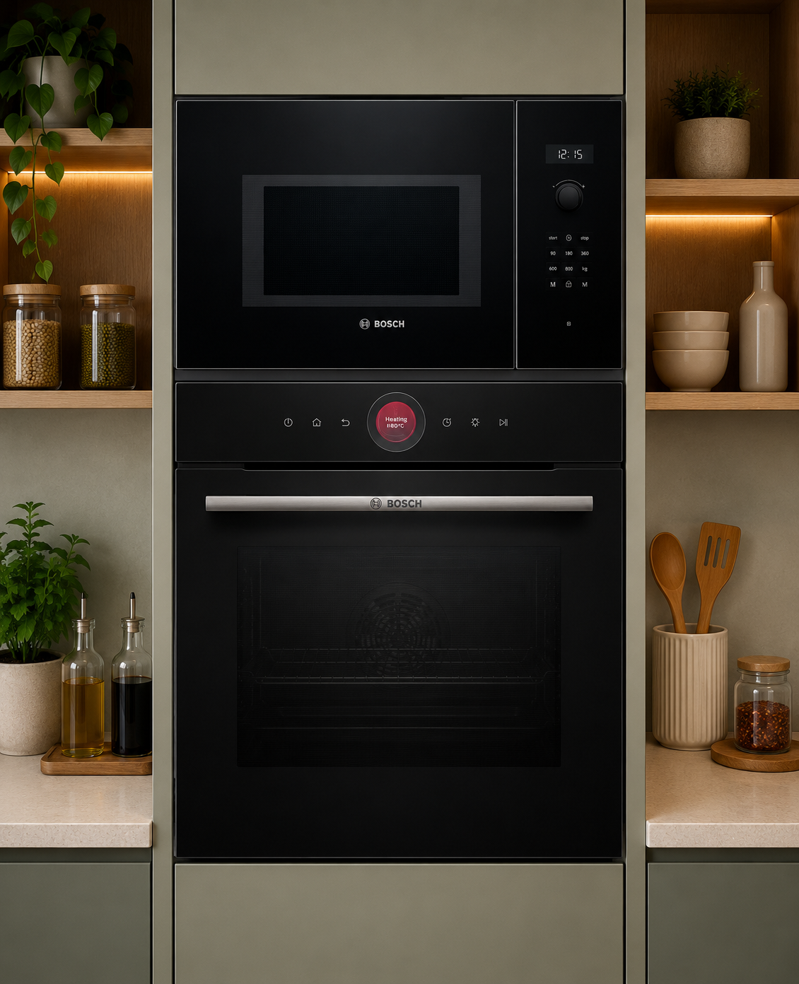 Bosch HBG7341B1 Series 8 Built-in Oven + BEL554MB0I Built-in Microwave Combo