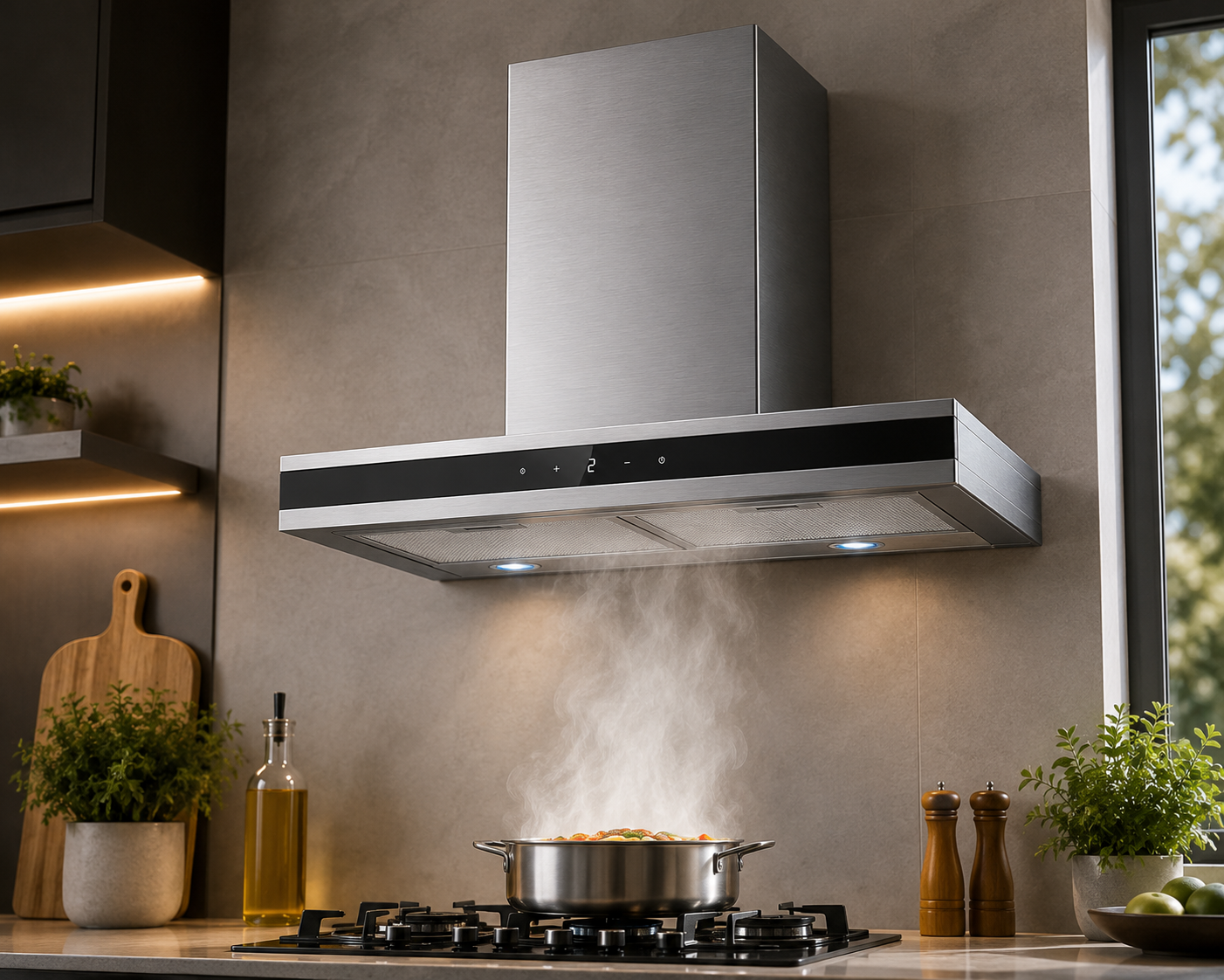 Hafele ABENS 60 60cm T-Shape Wall Mounted Kitchen Chimney | Black Glass
