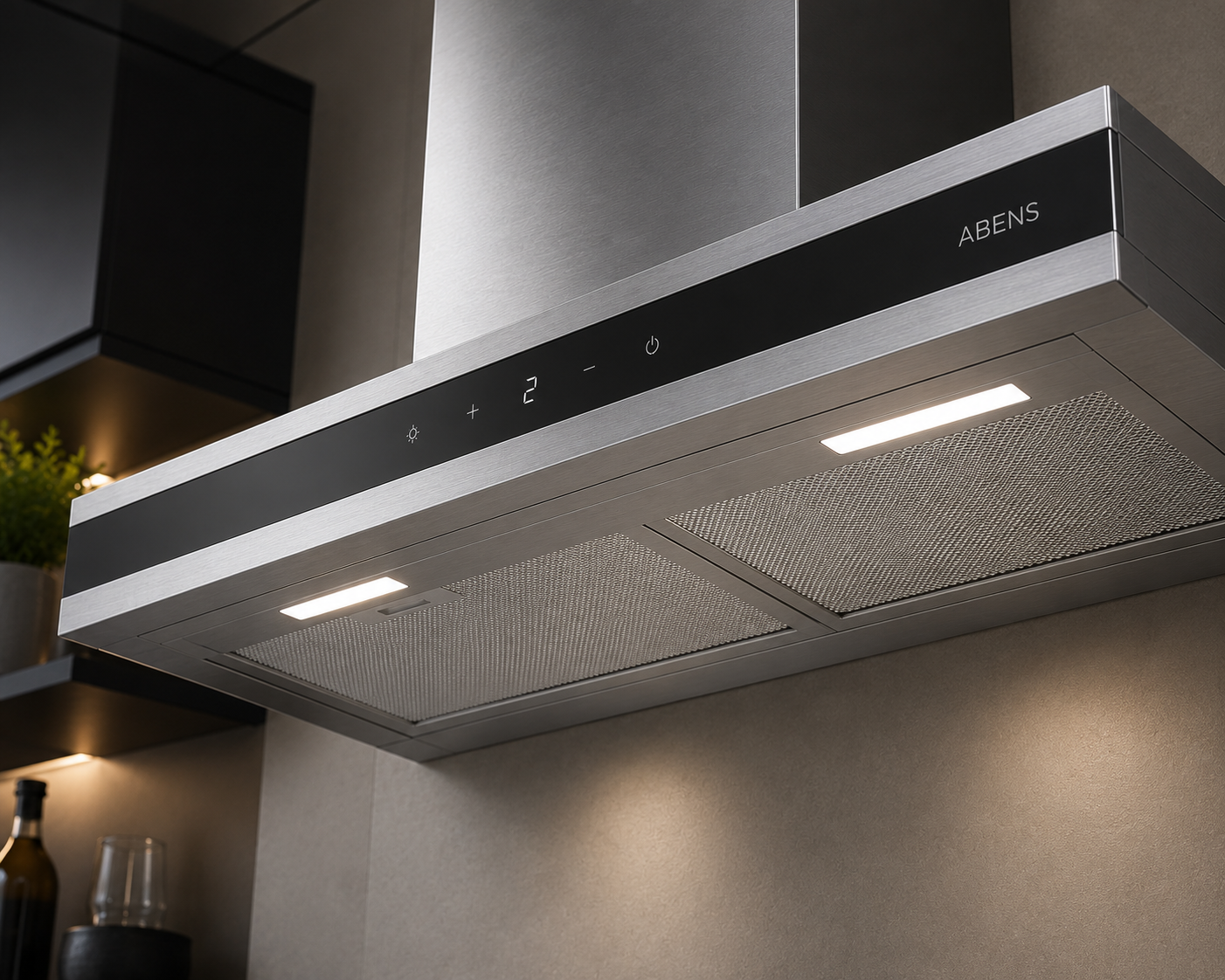 Hafele ABENS 90 90cm T-Shape Wall Mounted Kitchen Chimney | Black Glass