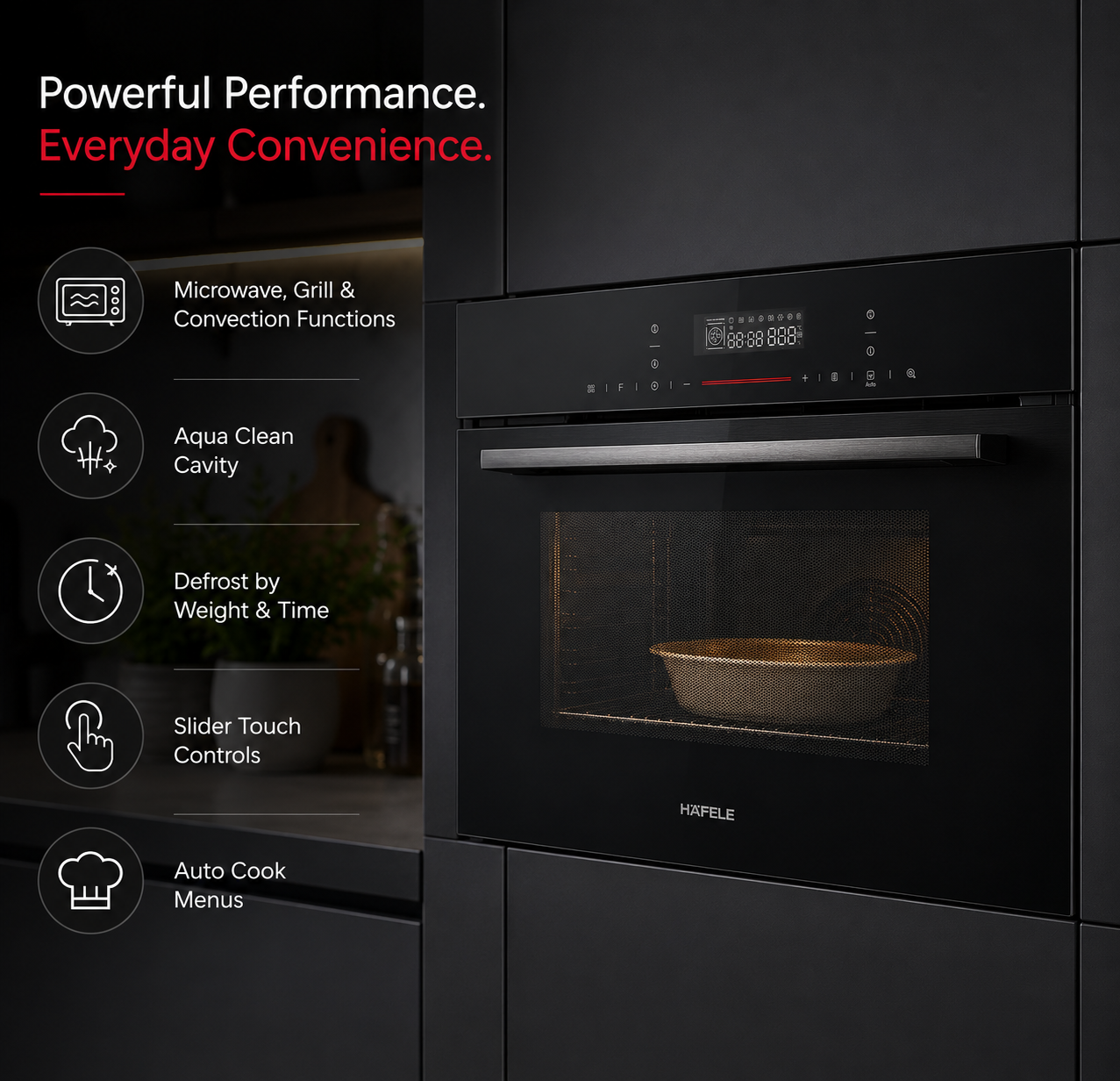 Hafele Diamond 34 MWO 34L Built-in Convection Microwave Oven | Grill & Convection