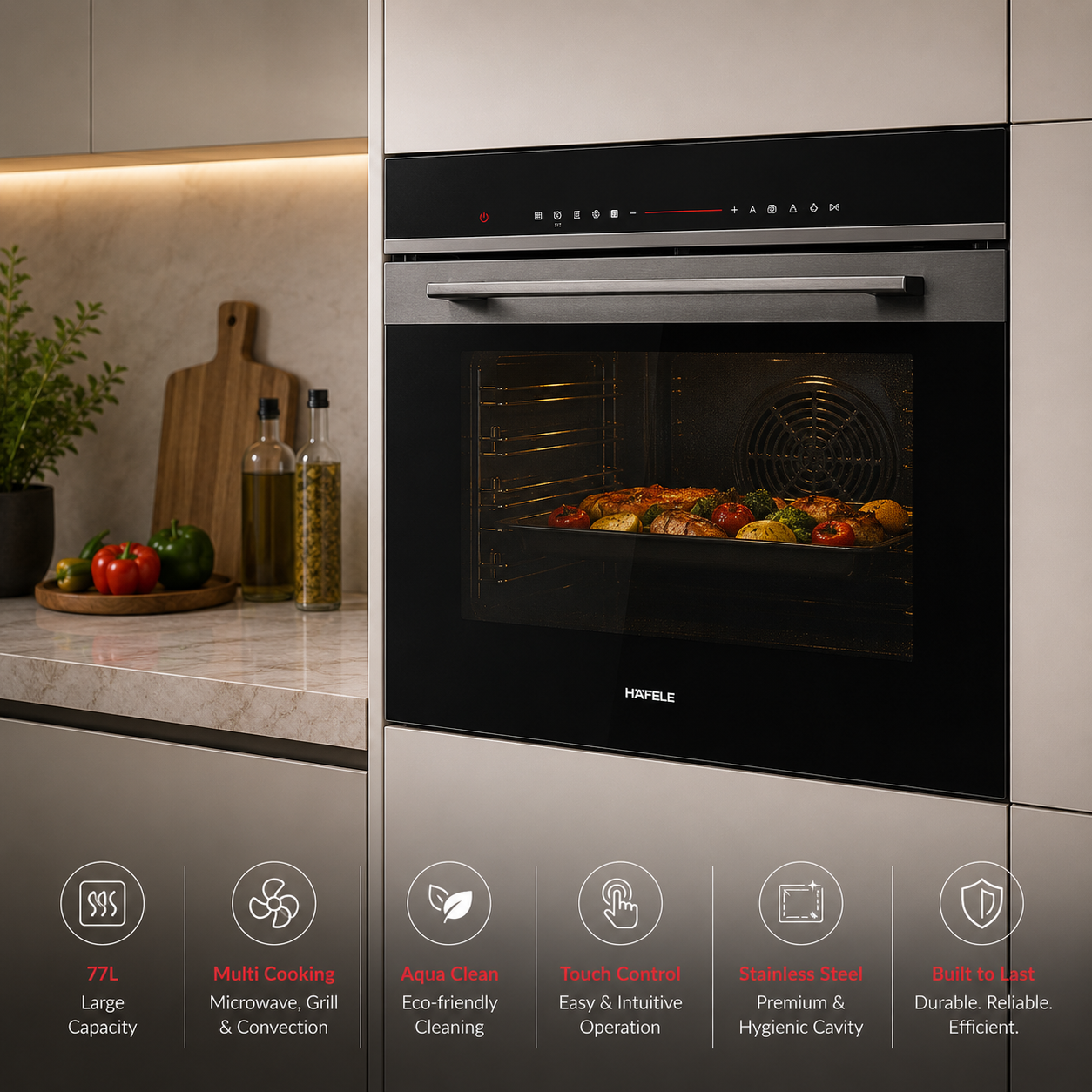 Hafele Diamond 77 BIO 77L Built-in Multi-Function Oven | Stainless Steel