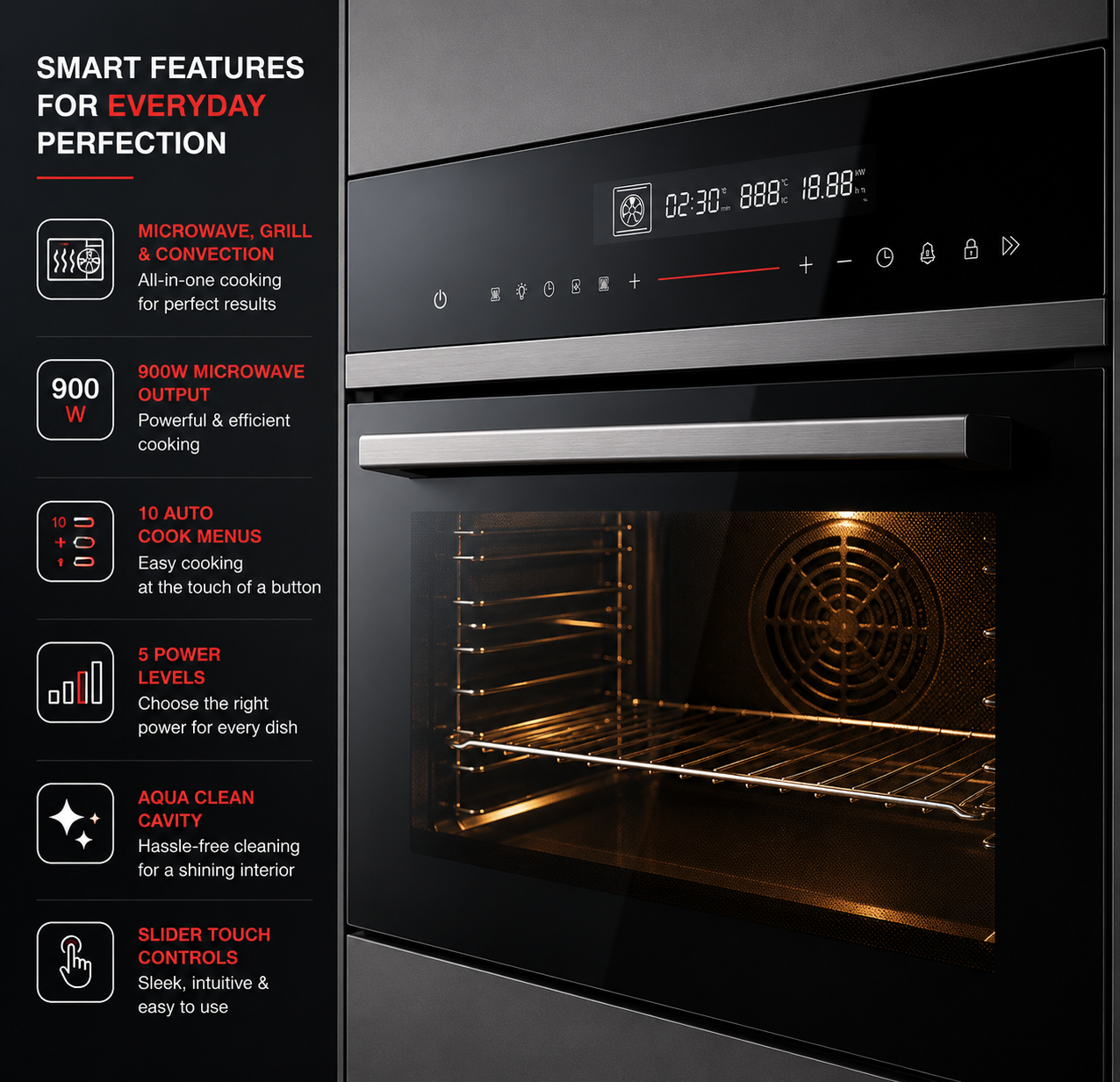 Hafele Diamond ORB 77L Built-in Multi-Function Oven | Rotisserie & Food Probe