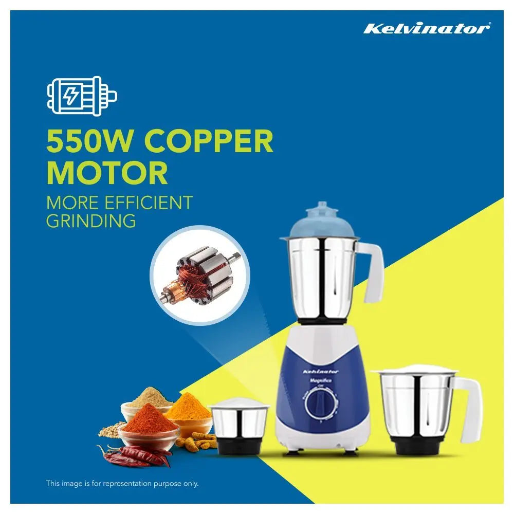 Kelvinator Magnifico355 Mixer Grinder KMG00355 3 Jars Stainless Steel