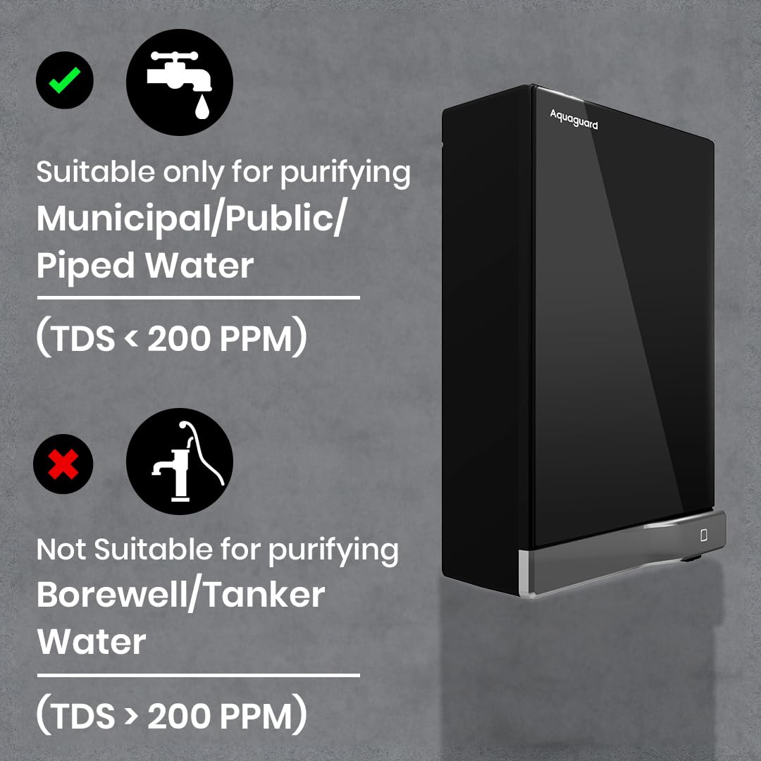 Aquaguard Slim Glass UV Storage Water Purifier | Instant with 2.5L Capacity | Water Quality Indication | Active Copper Tech | Suitable for Municipal Water, Not Suitable for Borewell/Tanker Wa