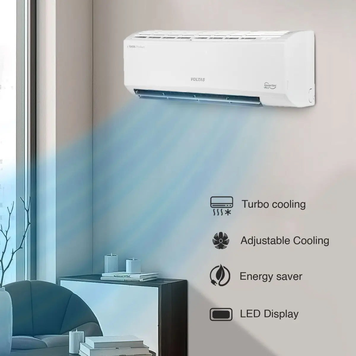 Voltas 1 Ton, 3 Star Adjustable Inverter Split AC (Copper, 23V CAZX White)