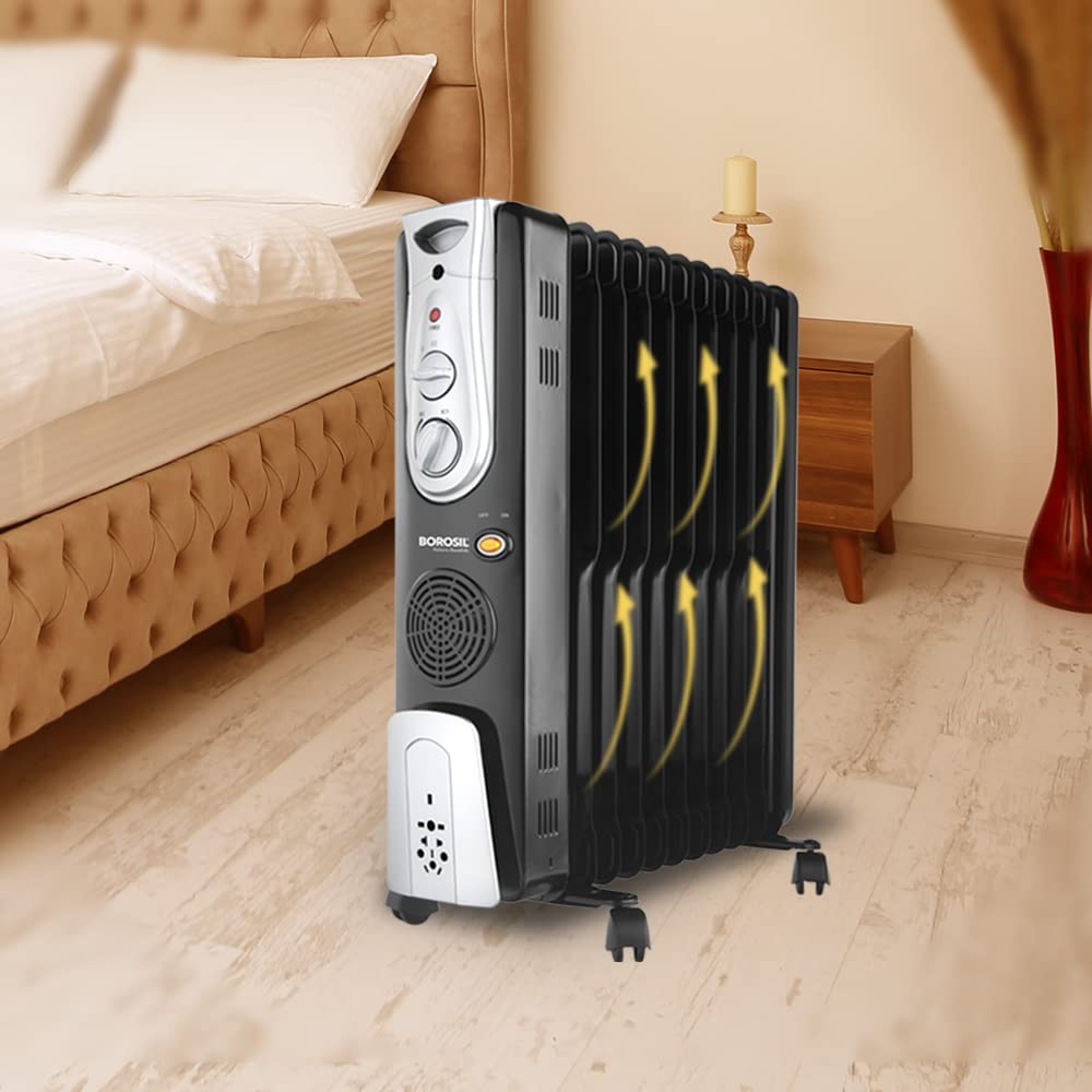 Borosil Volcano 13 Fin Oil Room Heater 2900 Watt Black