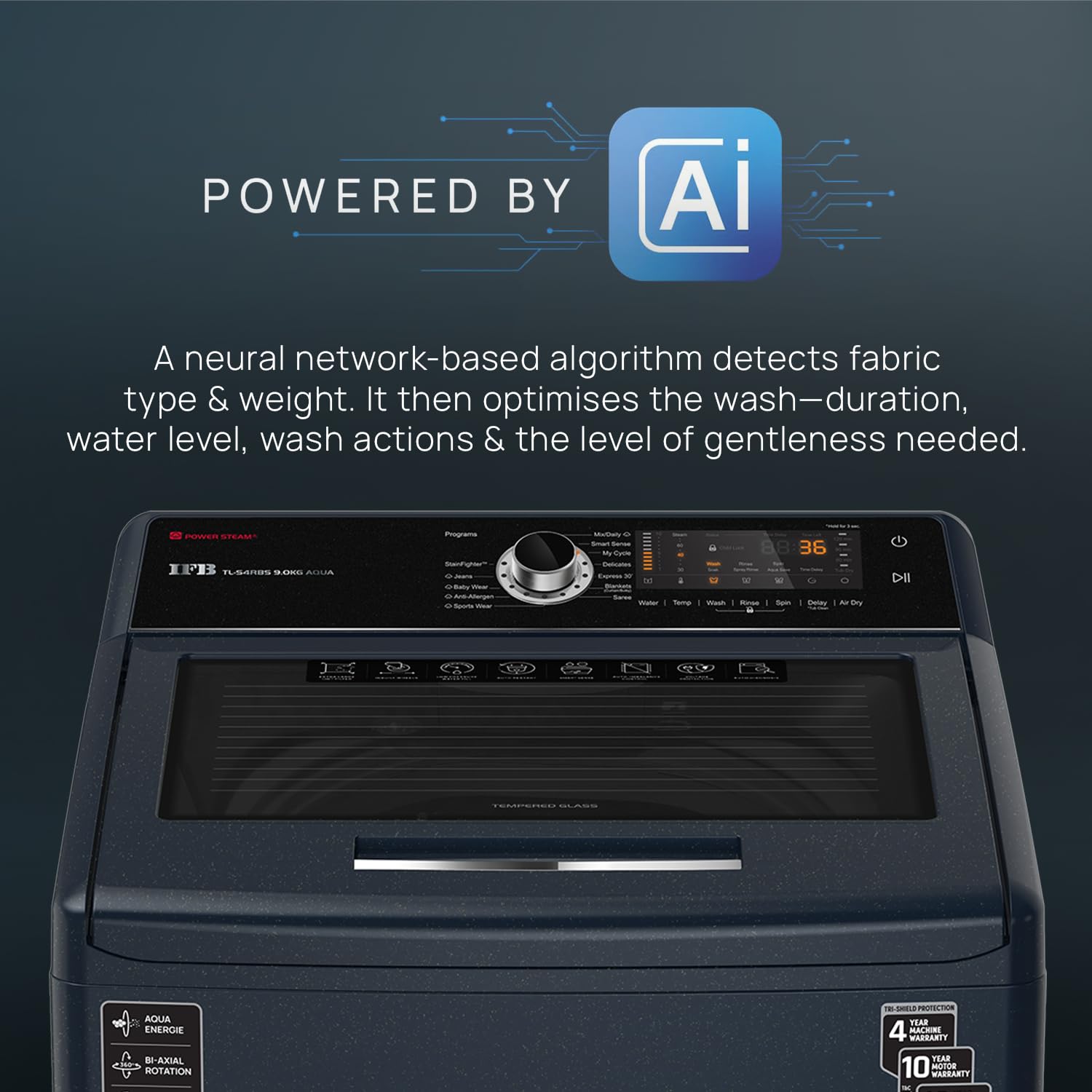 IFB 9.0 Kg Fully-Automatic Top Loading Washing Machine (TL-S4RBS 9.0 Kg Aqua, Royal Blue, 2X Power Steam, 4 Years Comprehensive Warranty)