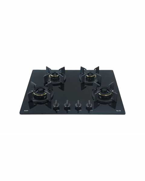 Kaff BZ 654 65CM Black Forged Brass Burners Electric Ignition Cast Iron Pan Supports 8mm Thickness Tempered Glass Built-In Hob