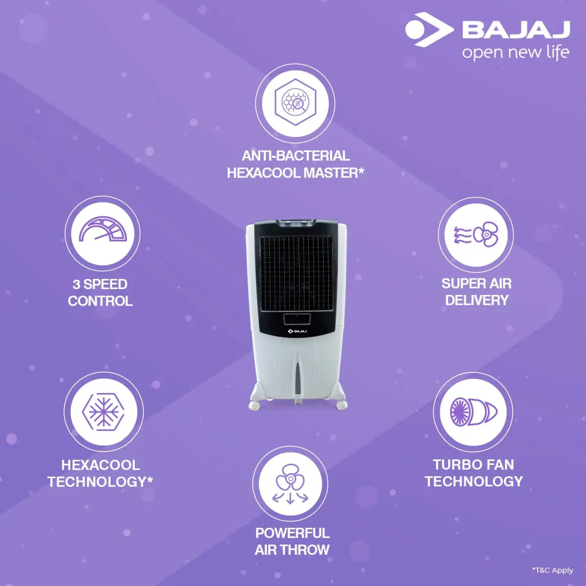 Bajaj Desert Air Cooler DMH 95 With Antibacterial Technology - 95L White