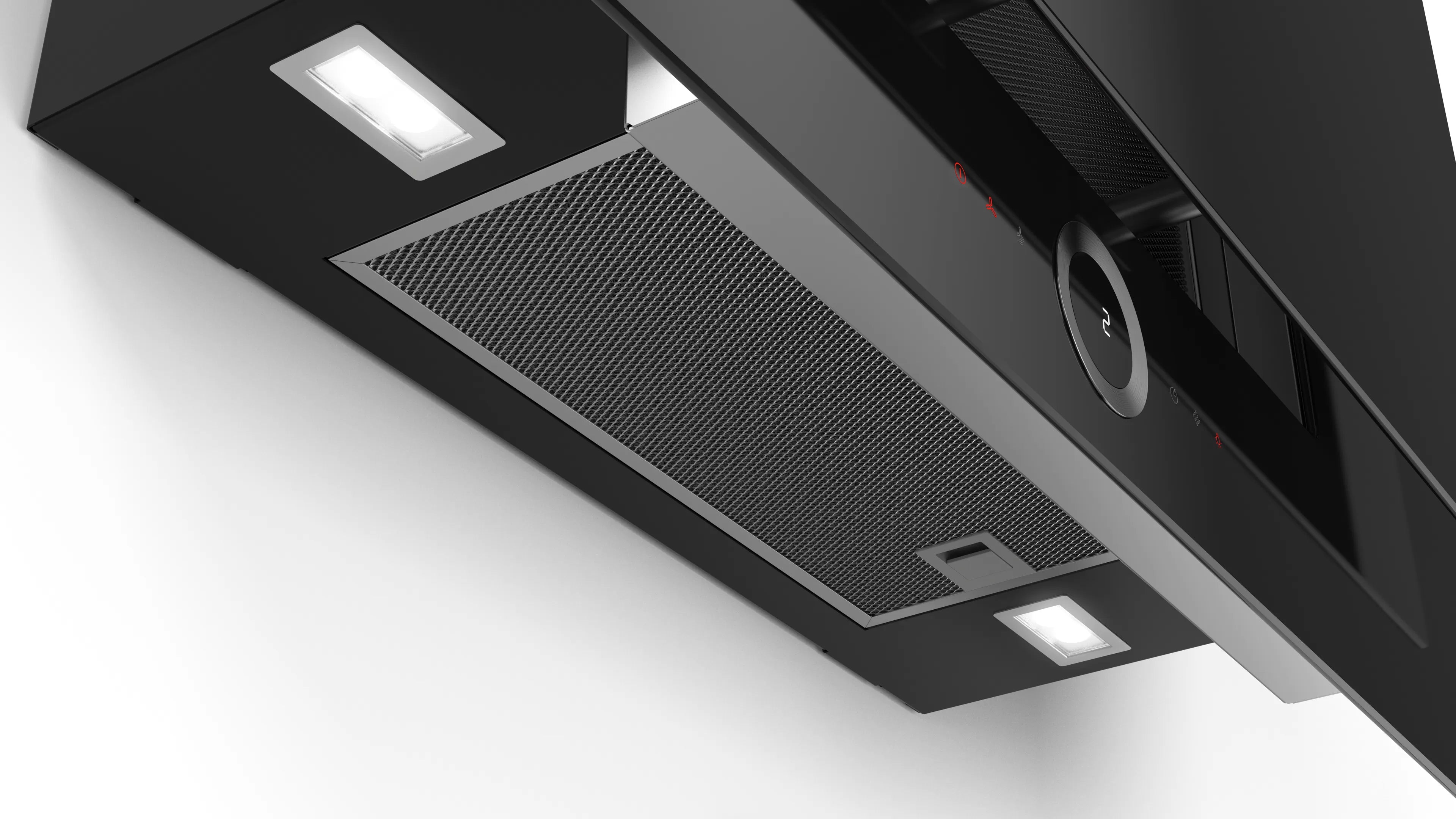Bosch DWF97RV60I Series 8 wall-mounted cooker hood 90 cm clear glass black printed