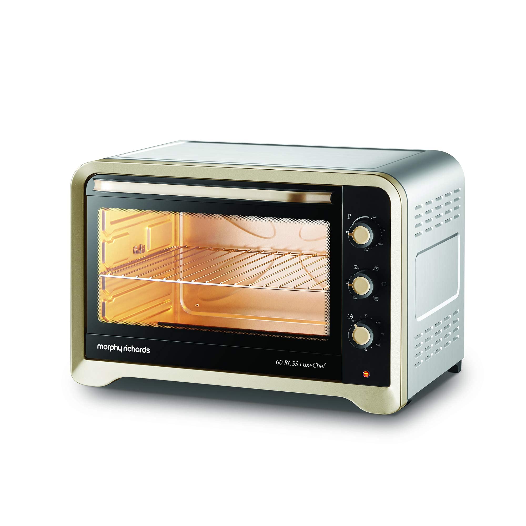 (Renewed) Morphy Richards 60 Ltr 60RCSS LuxeChef Oven Toaster Griller, with Convection and Rotisserie Function, Gold