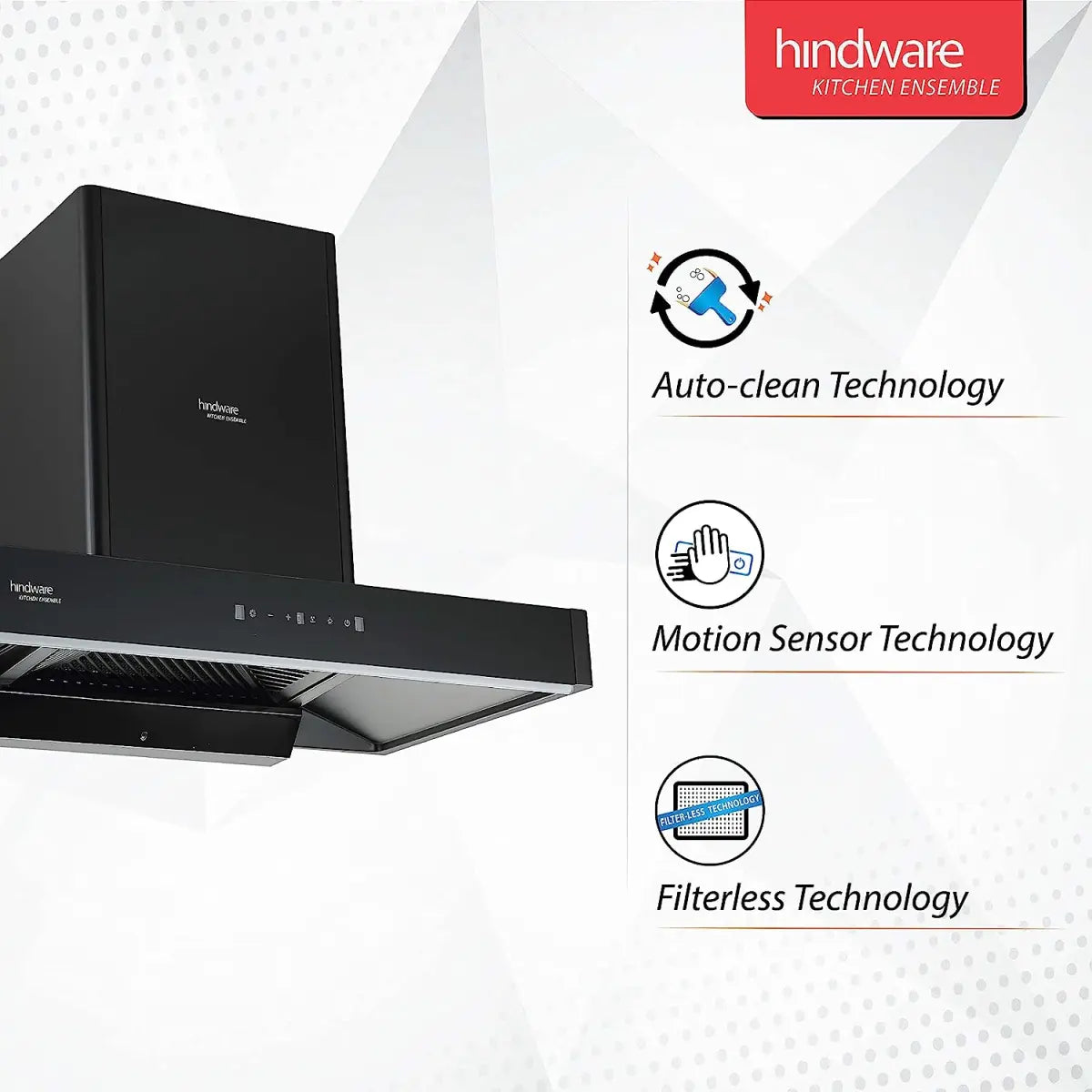 Hindware ChimneyOptimus Black 90 cm Auto Clean