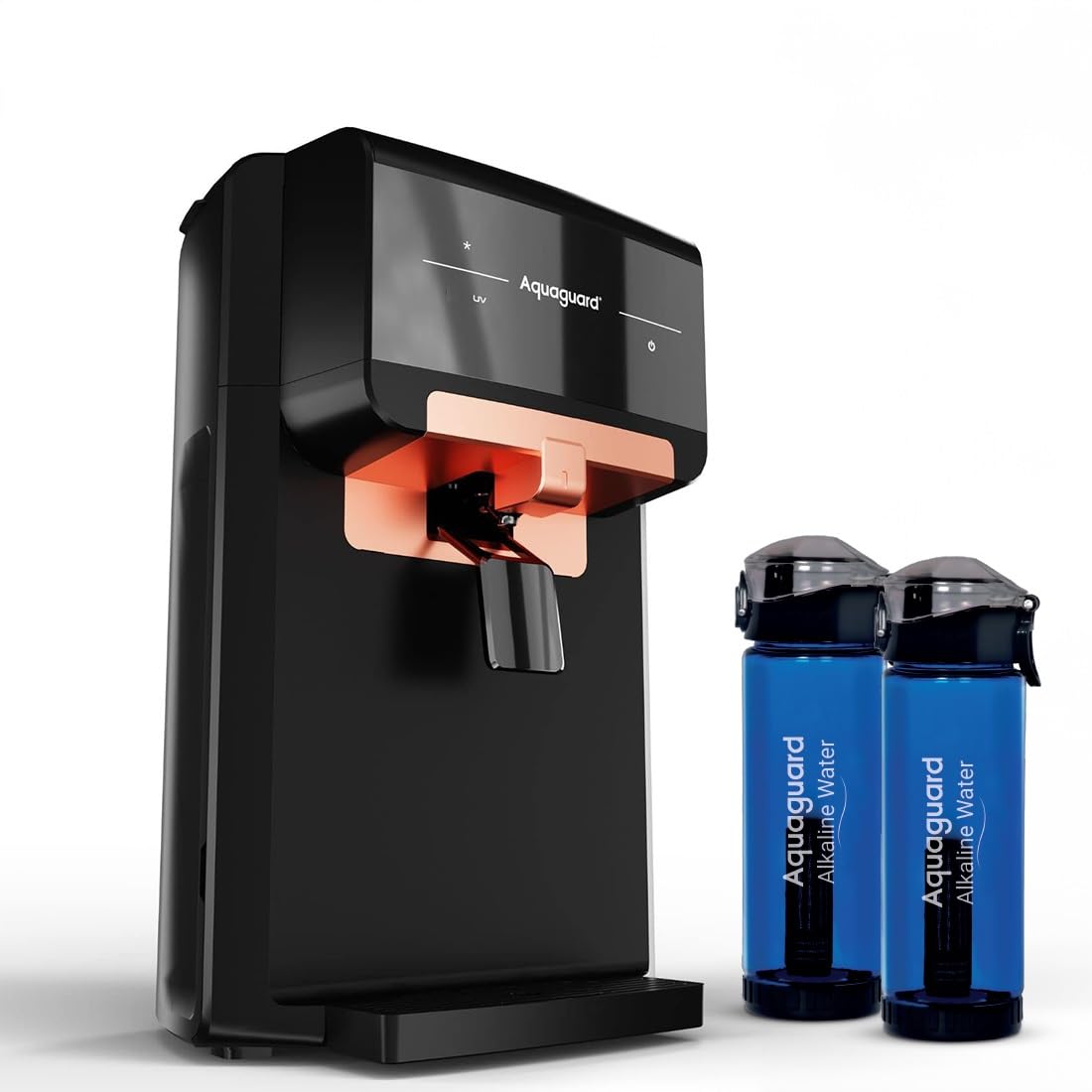 Aquaguard Eden Stainless Steel Tank 7-Stage UV+Active Copper Tech Water Purifier with 2 Complimentary Alkaline Water Bottles | Suitable only for Municipal Water (TDS <200 ppm)