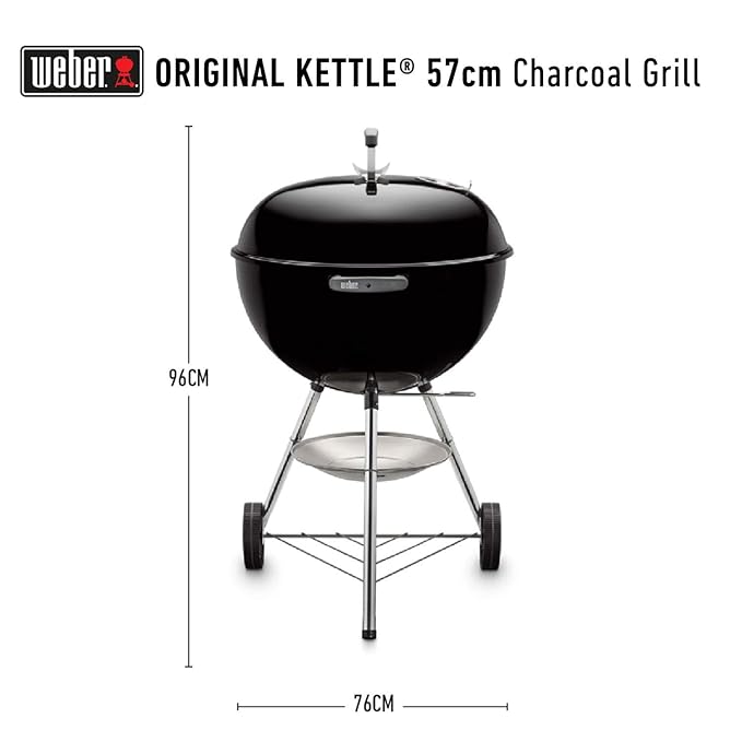 Weber 57Cm Orlg Kettle W/Therm Blk Asia Charcoal Free Standing Grill (Black)
