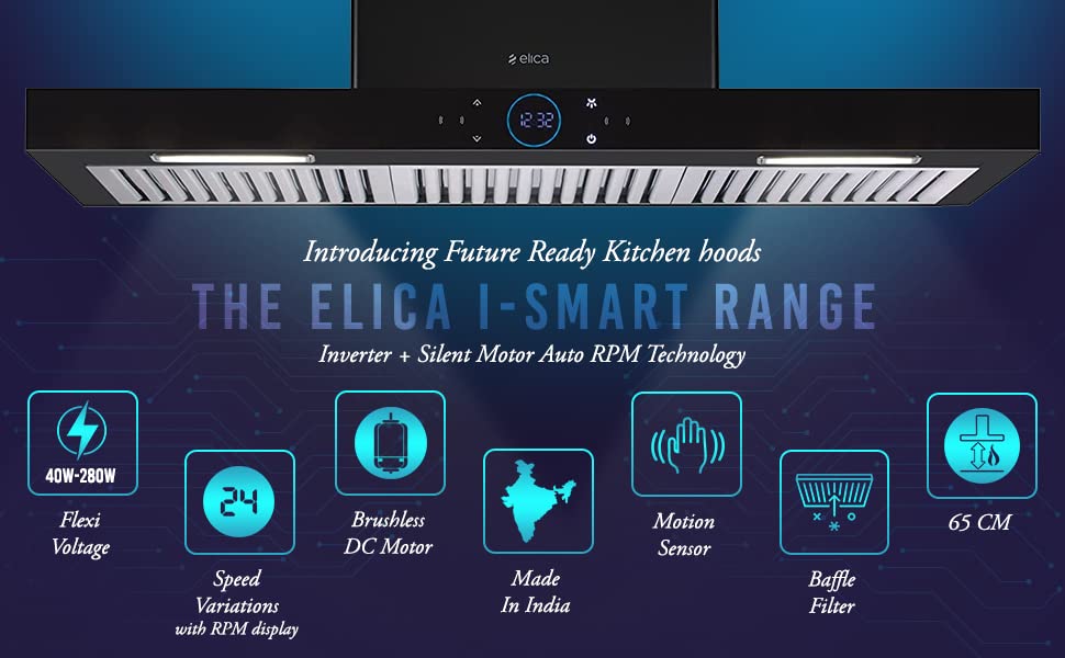 Elica iSMART 5 STAR Performance 60 cm Chimney with Inverter Technology and LTW (iSMART SPOT H6 BF LTW 60 NERO)