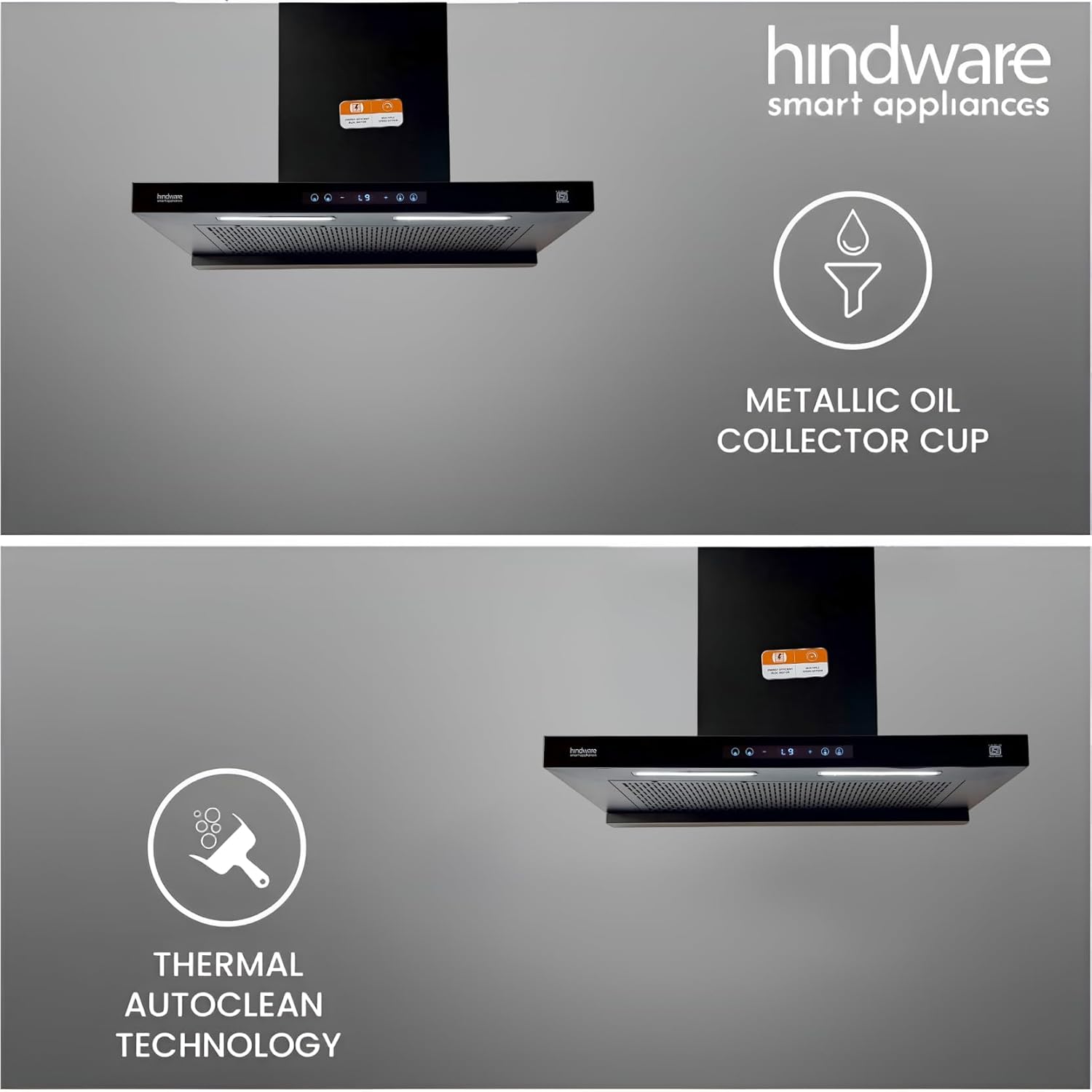 Hindware Smart Appliances DARCIA BLDC 90 | NEW LAUNCH | 1500 m³/hr | Filterless Auto-Clean Kitchen Chimney With 9- Speed Motion Sensor & Touch Control | 2025 Model 90cm (Black)