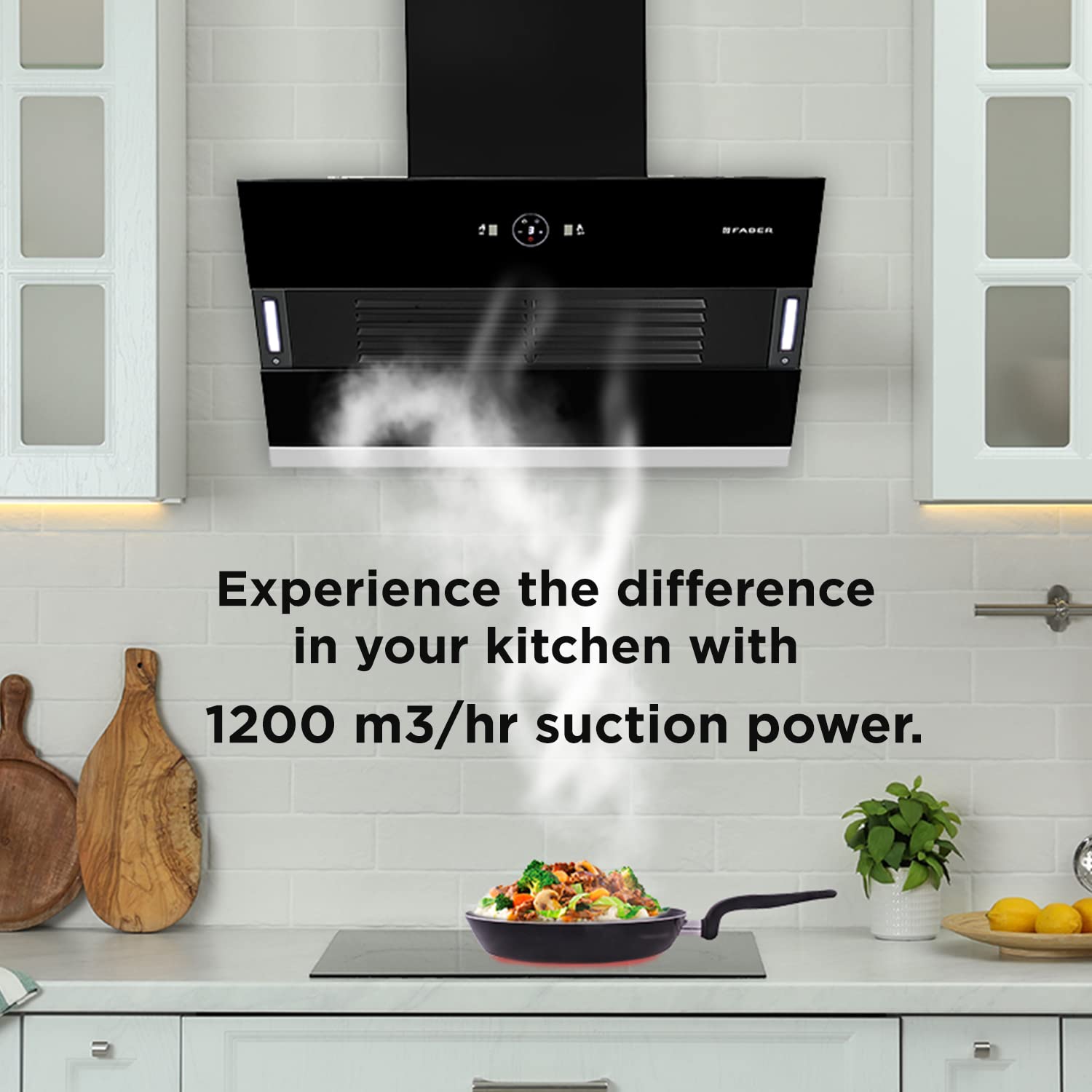 Faber 75 cm 1200 m3/hr Slant, Filterless Auto Clean Chimney (HOOD VERTIGO FL SC AC BK 75, Black)