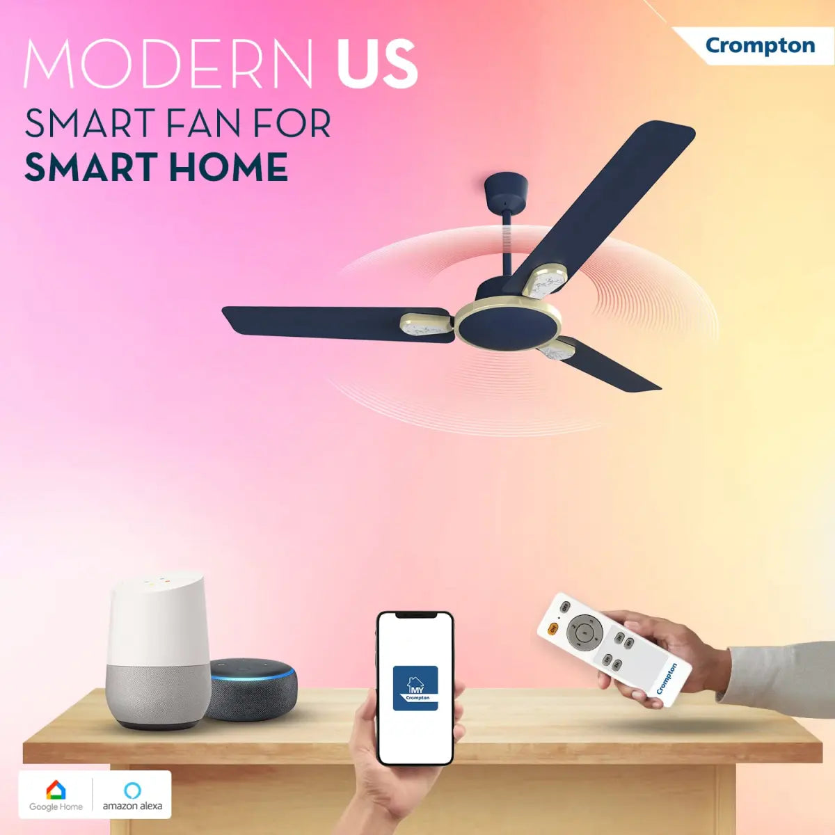 தூசி எதிர்ப்பு மற்றும் IOT மொபைல் ஆப் கட்டுப்பாட்டுடன் கூடிய குரோம்ப்டன் கிரீவ்ஸ் எனர்ஜியன் ஸ்டைலஸ் ஸ்மார்ட் BLDC மின்விசிறி - 1200 மிமீ / 48 அங்குலம் (மஜோலிகா நீலம்)
