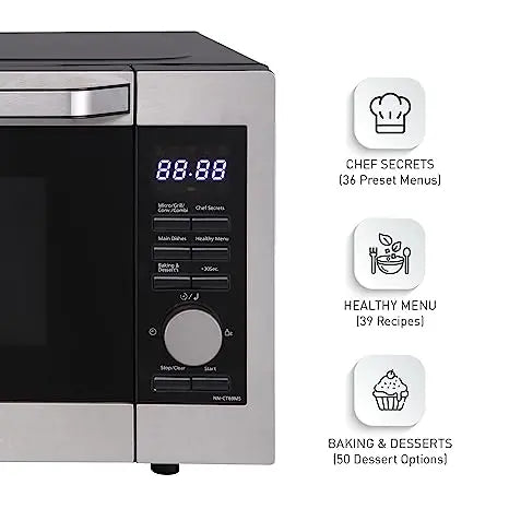 Panasonic 30L Convection Microwave Oven (NN-CT69MSFDG, Silver, FIR Heat Technology, 360 Heat Wrap, Magic Grill, For Baking & Healthy Cooking)