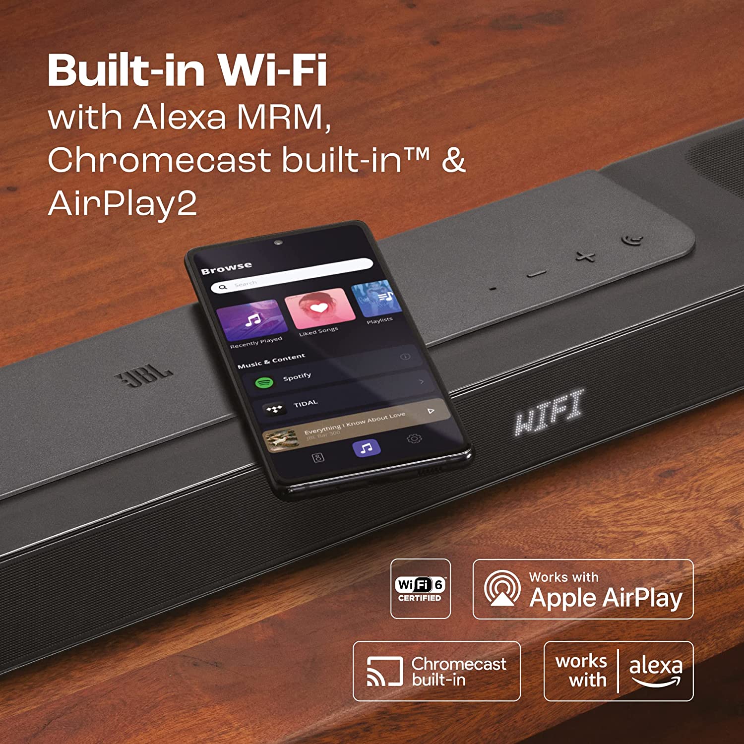 JBL Bar 800 Pro, 7.1 (5.1.2) Channel Truly Wireless Soundbar with True Dolby Atmos® 3D Surround Sound, 10” Down-Firing Wireless Subwoofer, PureVoice, HDMI eARC, Bluetooth, Wi-Fi & Optical Input (720W)
