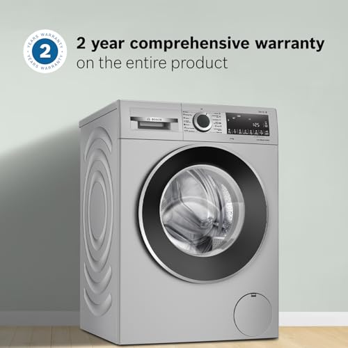 Bosch 10kg 5 Star Anti Stain & AI Active Water Plus Fully Automatic Front Load Washing Machine with Built in Heater (WGA252ZSIN, Pretreatment, Iron Steam Assist & Allergy Plus, Silver)