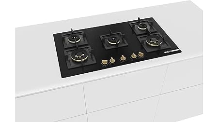 Bosch PNV9B6G20I 90 cm gas hob installed in a white kitchen worktop