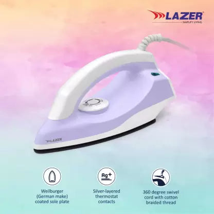 Lazer Glide 1000W ISI Certified Dry Iron With Over Heating (Lavender)