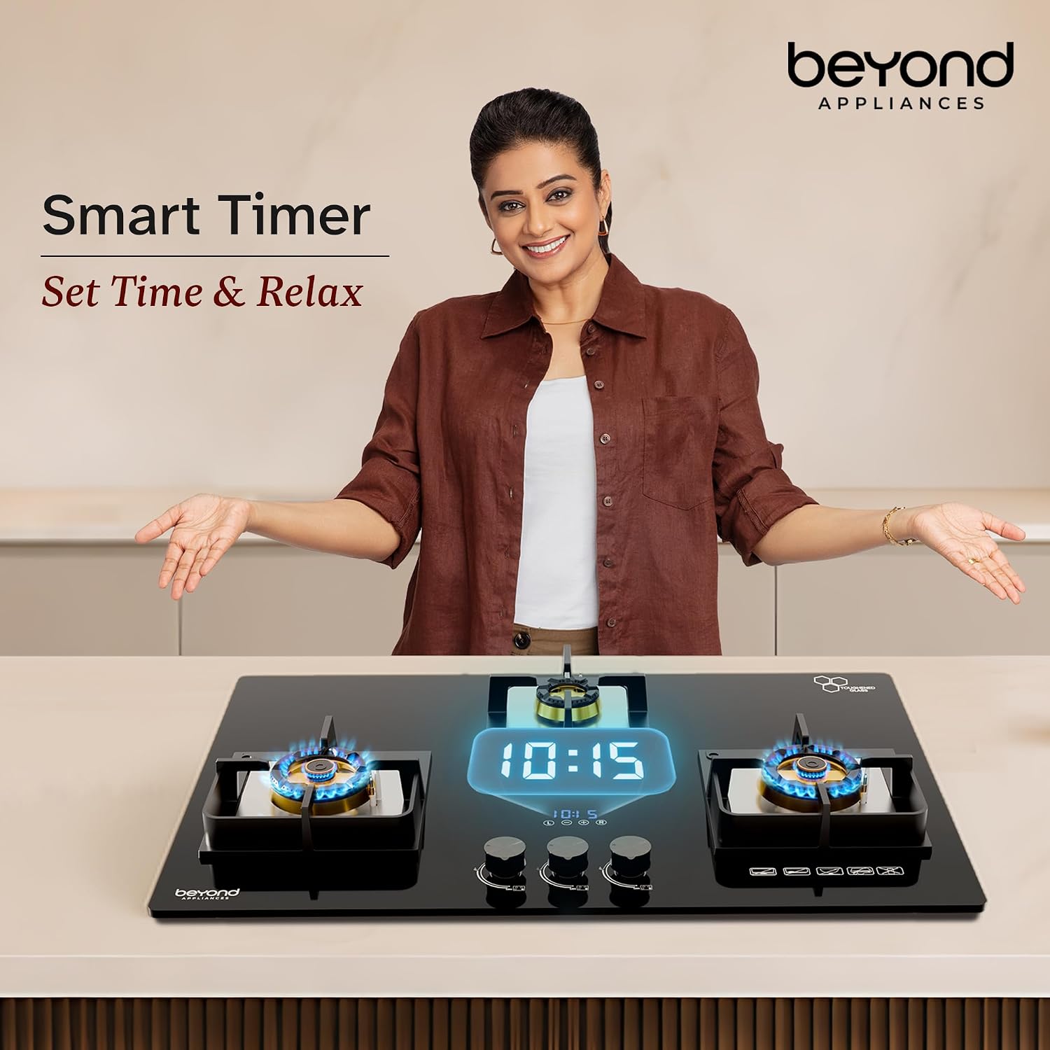 Beyond Appliances Dorado 3-Burner Smart Glass Hobtop Gas Stove