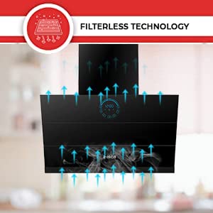Elica 60 cm 1350 m3/hr Filterless Auto Clean Angular Chimney with 15 Years Warranty (EFL 108 HAC LTW VMS 60, Touch + Palm Sensor Control, Black)
