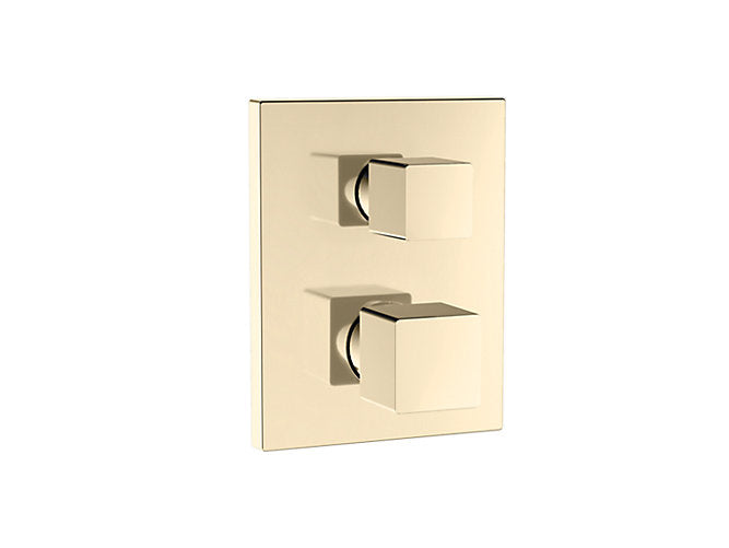 kohler K-20742IN-9FP-AF Geometric thermostatic recessed bath and shower square trim  in french gol