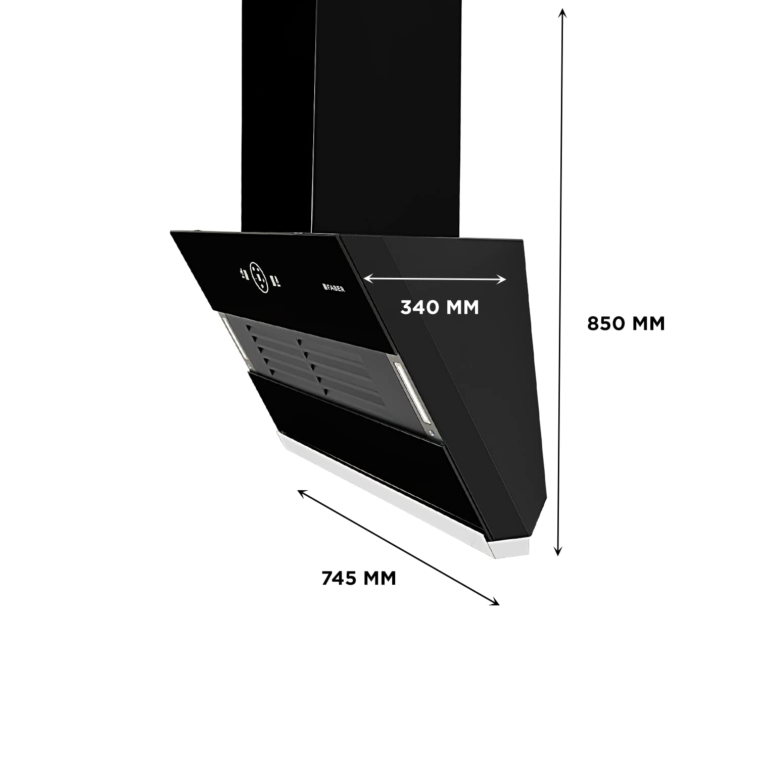 Faber 75 cm 1200 m3/hr Slant, Filterless Auto Clean Chimney (HOOD VERTIGO FL SC AC BK 75, Black)