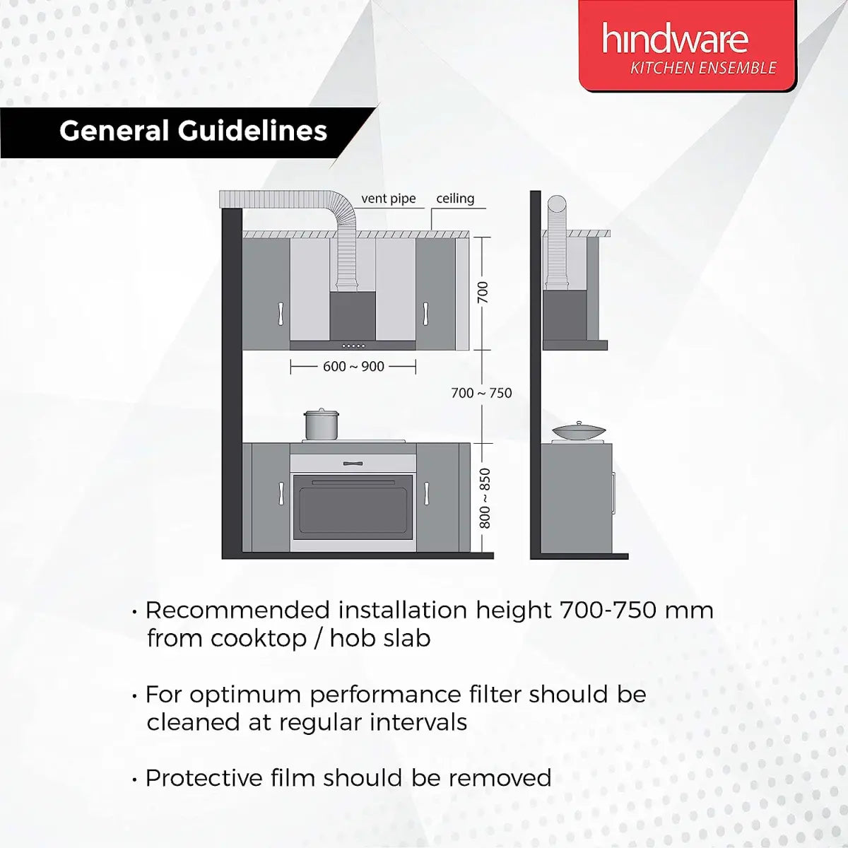 Hindware ChimneyOptimus Black 90 cm Auto Clean
