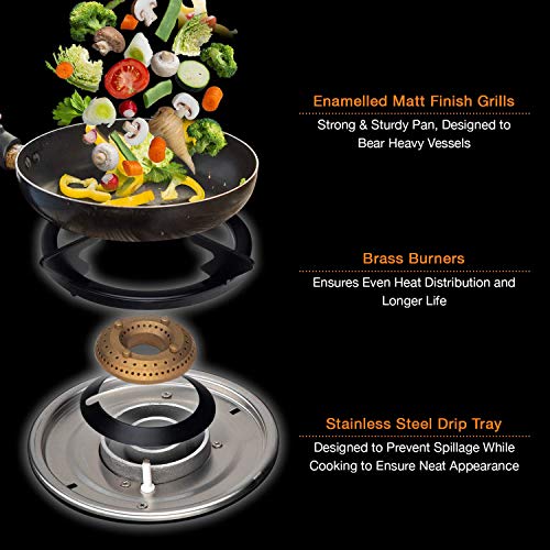 Kaff Stainless Steel 2 Burner Cooktop (KC 60 2B AI SS S/B, Silver)