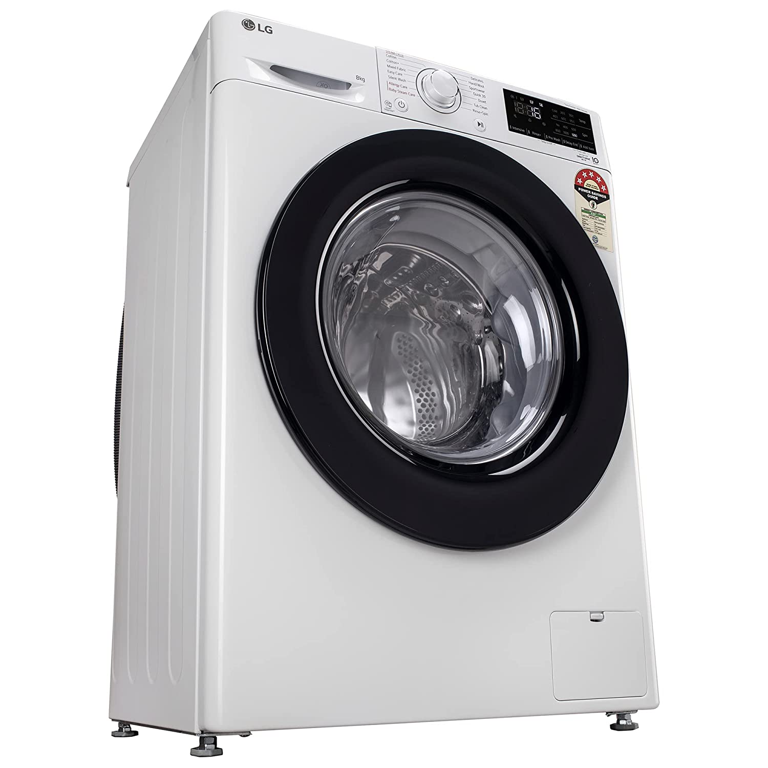 LG 8 Kg 5 Star Inverter Fully-Automatic Front Loading Washing Machine with Inbuilt heater (FHP1208Z3W, Blue White, AI DD Technology & Steam for Hygiene)