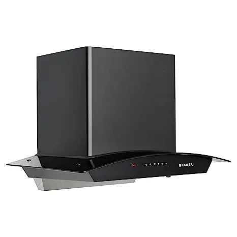 Faber 60 cm 1100 m³/hr Auto-Clean Curved Glass Kitchen Chimney [HOOD ALPHA IN HC PB FL BK 60], Filterless technology, Push Button, Black]
