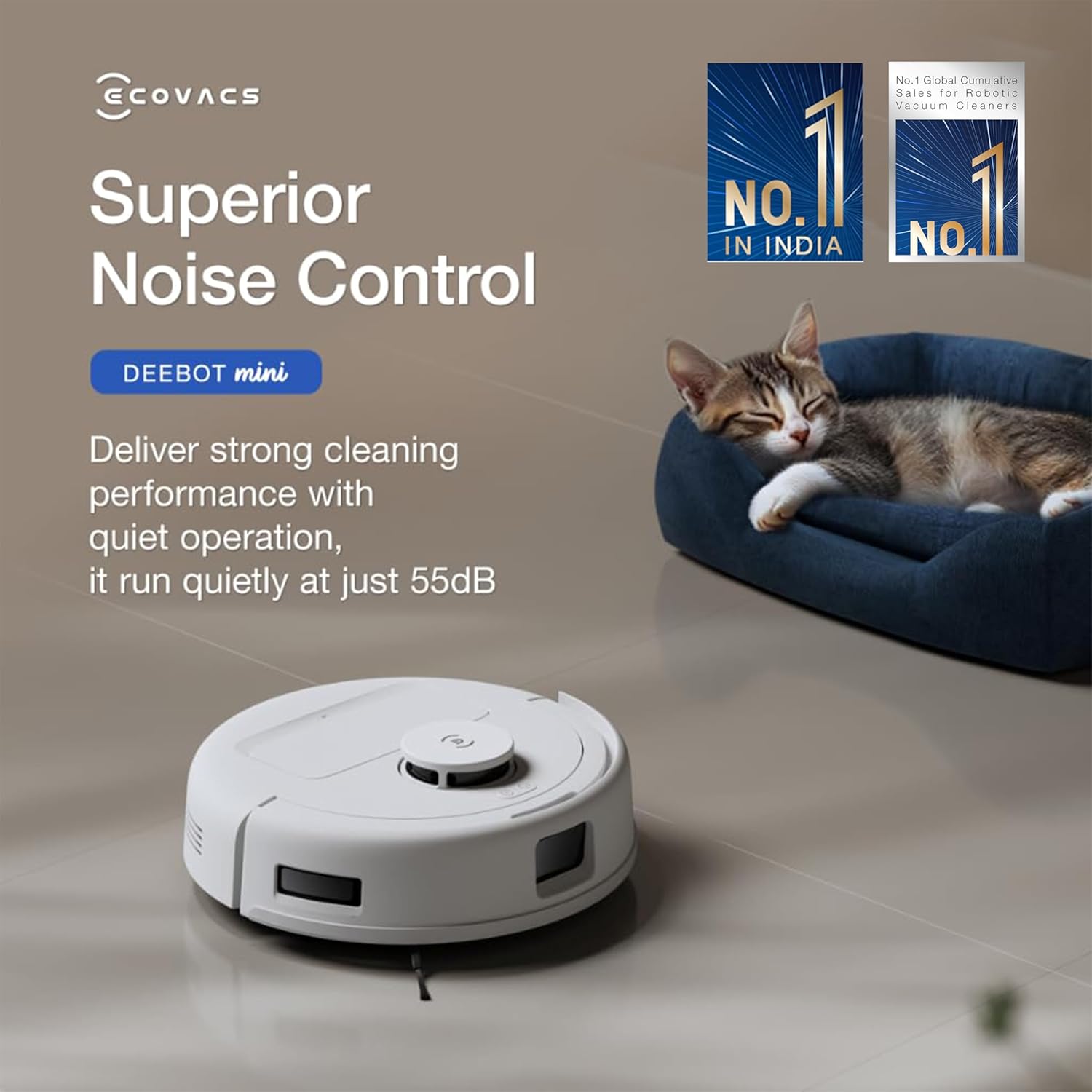 ECOVACS DEEBOT MINI Omni 2-in-1 Robot Vacuum & Mop, 2025 Launch, 9000 Pa, Self-Emptying Station, ZeroTangle 2.0