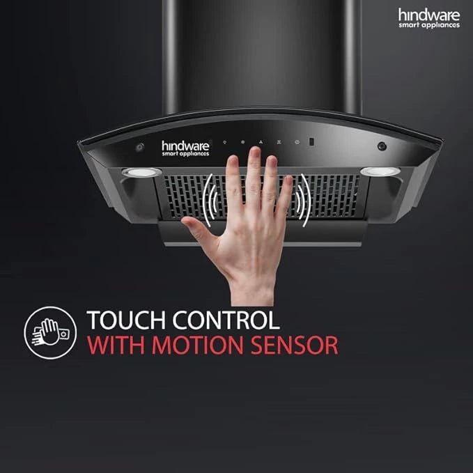Hindware Divina 60 C BLK Auto-Clean Chimney 1200 m³/hr, Motion Sensor & Touch Ctrl