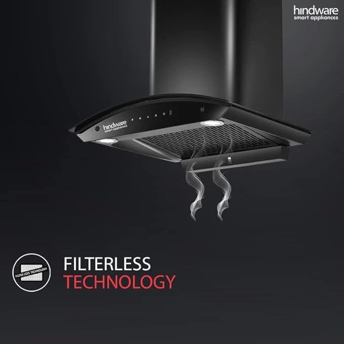 Hindware Divina 60 C BLK Auto-Clean Chimney 1200 m³/hr, Motion Sensor & Touch Ctrl
