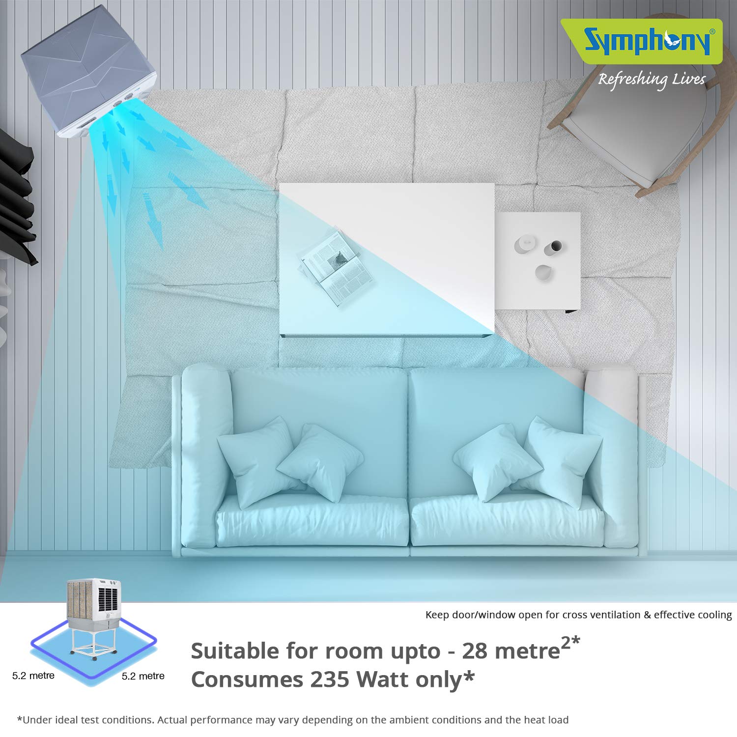 Symphony JUMBO 65 DB Desert Air Cooler Grey