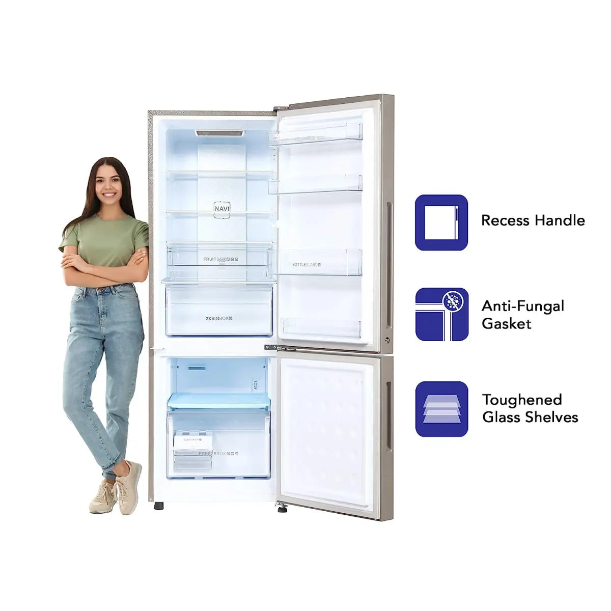 Haier 256 L 3 Star Inverter Frost-Free Double Door Refrigerator (HRB-2764PMG-E, Mirror glass,Convertible)